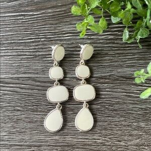 Cream Enamel Dangle Earrings